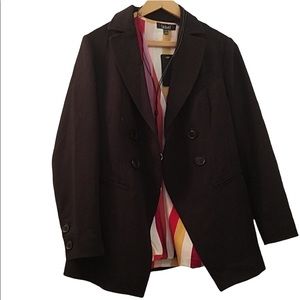 COLDWATER CREEK Classic Double Breasted Blazer Medium Petite Black EUC
